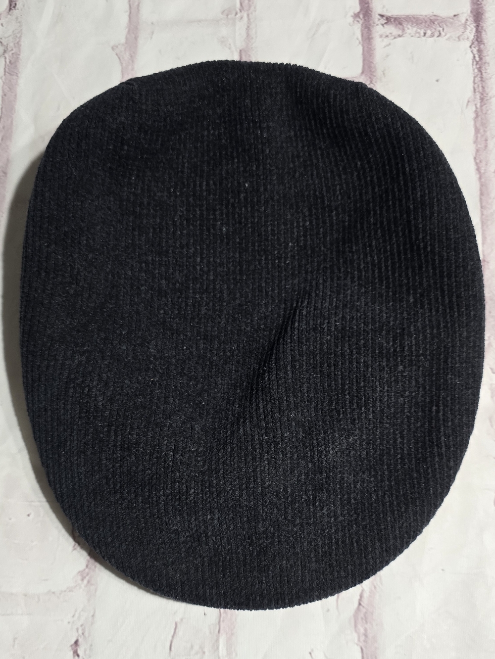 Kangol Black/Gray Ribbed Wool Blend Flat Cap